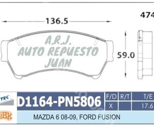 D1164 WAGNER | BANDAS FRENO DEL .LINCON-FUSION ETC