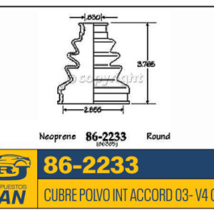 86-2233-EMPI ACC 04- V4 | CUBRE POLVO INT ACCORD 03- V4 CIV 01-