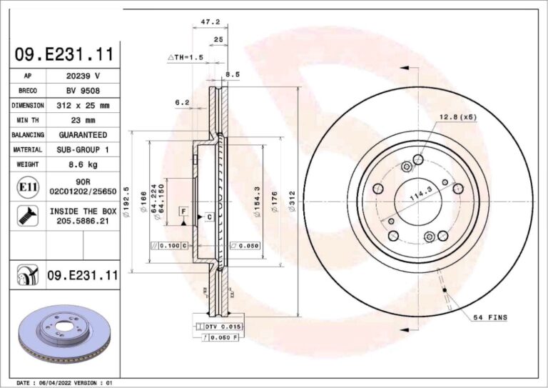 45251-TLA/TVC-A00 45251-TRN-H0 | DISCO FRENO DEL CRV 2017 BD2948