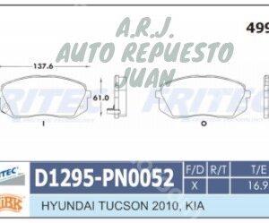D1295 GRIP CERAMICA | BANDAS DE FRENO DEL HYUNDAI VELOSTER 18-