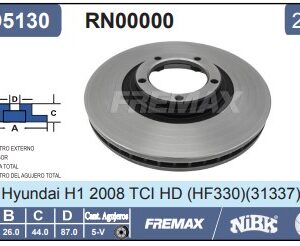 BD5130 FREMAX 51712-4F000 | DISCO FRENO DEL H100 KIA BONGO