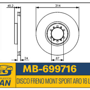 MB-699716-T ARO 16 | DISCO FRENO MONT SPORT ARO 16 L200 01