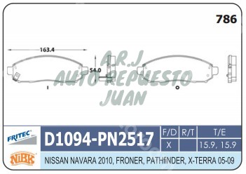 D1094 GRIP CERAMICA NV200 USA | BANDAS DEL FRONTIER Y PATH TERR XTERRA