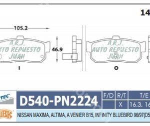 D540 PLUS ALTIMA 95-01 MAXIMA | BANDAS TRAS INFIN 91-92 ALTIMA 95-01 MAX