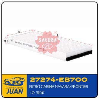 27274-EB700-SAKURA CA-18320 | FILTRO CABINA NAVARA/FRONTIER