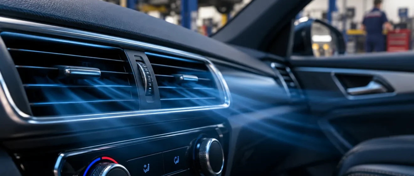 Ilustración conceptual de rejillas de aire acondicionado en el interior de un automóvil